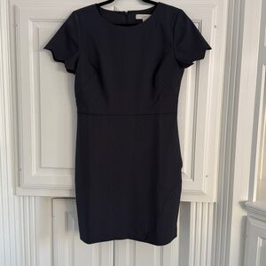 LOFT Charcoal Blue Scallop Sleeve Shift Dress SHIPS FREE!